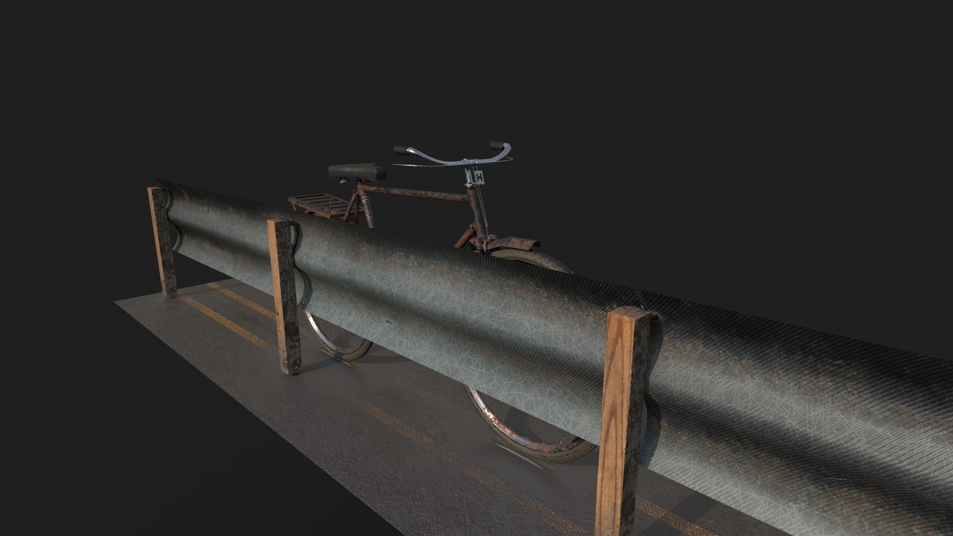 rust bicycle Low-poly 3D model_6