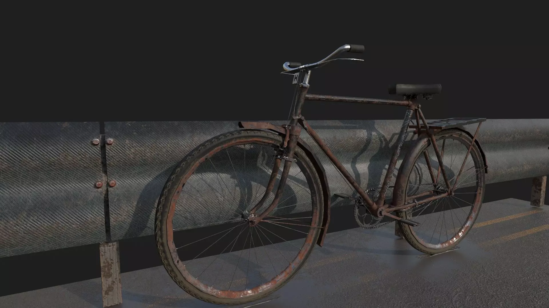 rust bicycle Low-poly 3D model_0