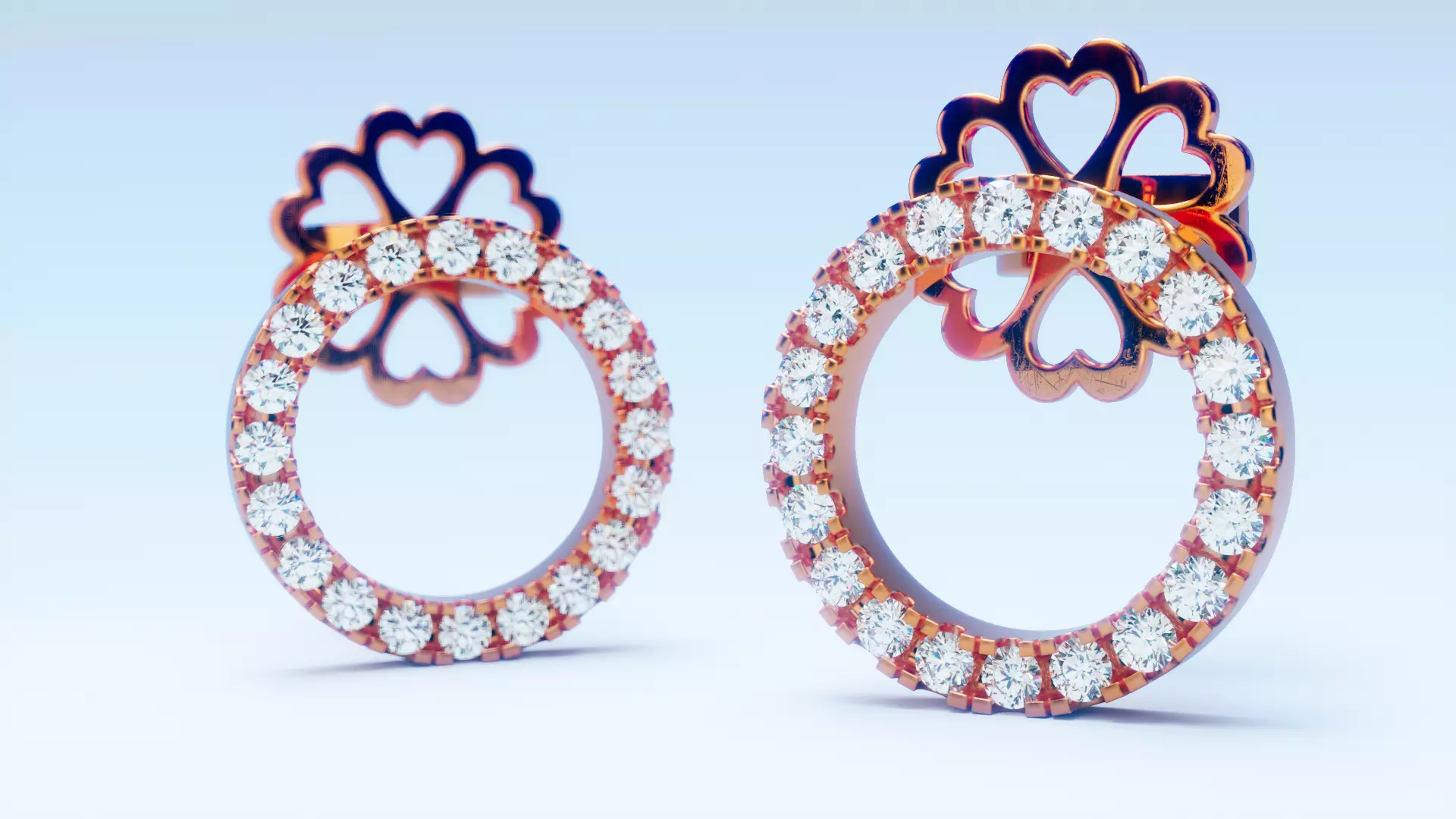 Round diamond stud earring 3D print model_0