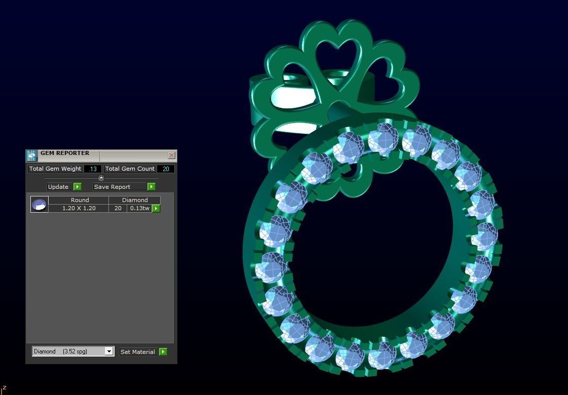 Round diamond stud earring 3D print model_5