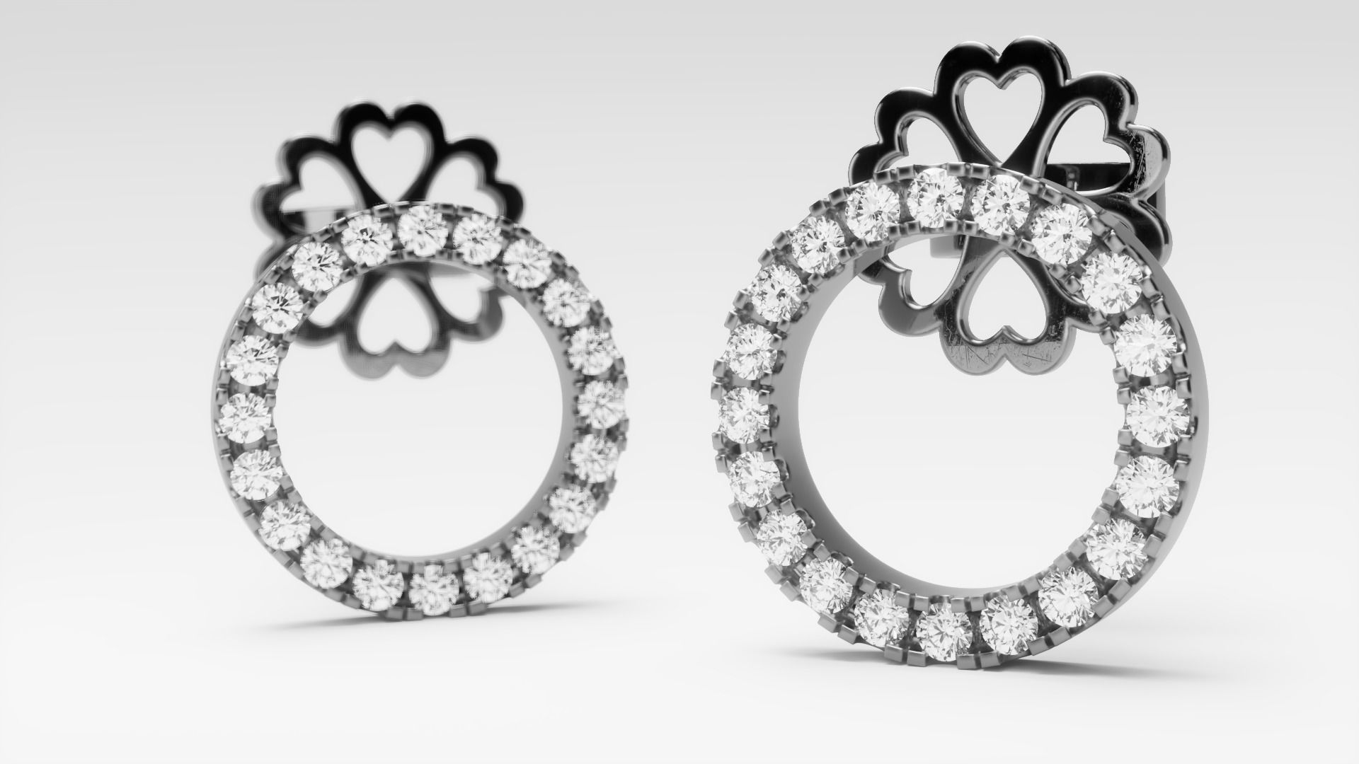 Round diamond stud earring 3D print model_1