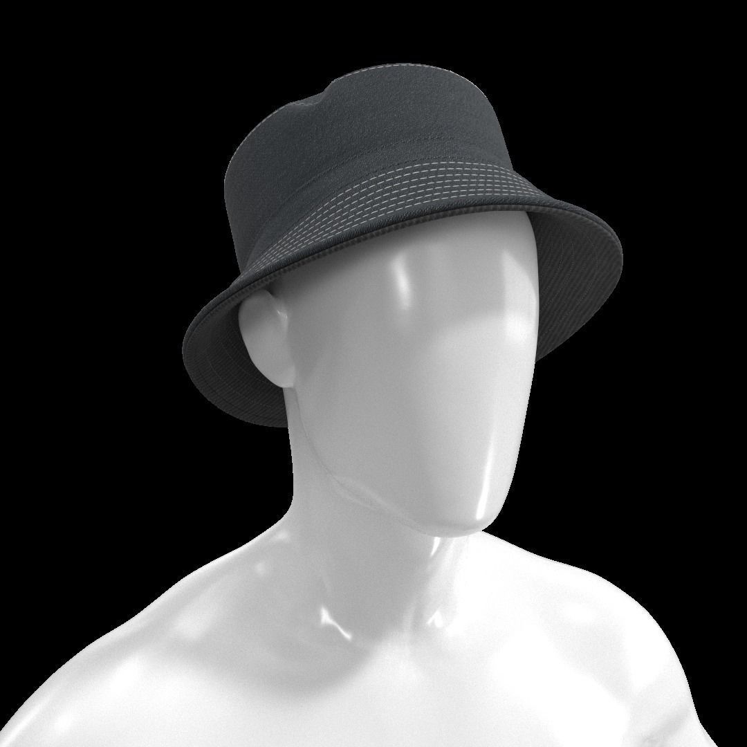 BUCKET-HAT Low-poly 3D model_1