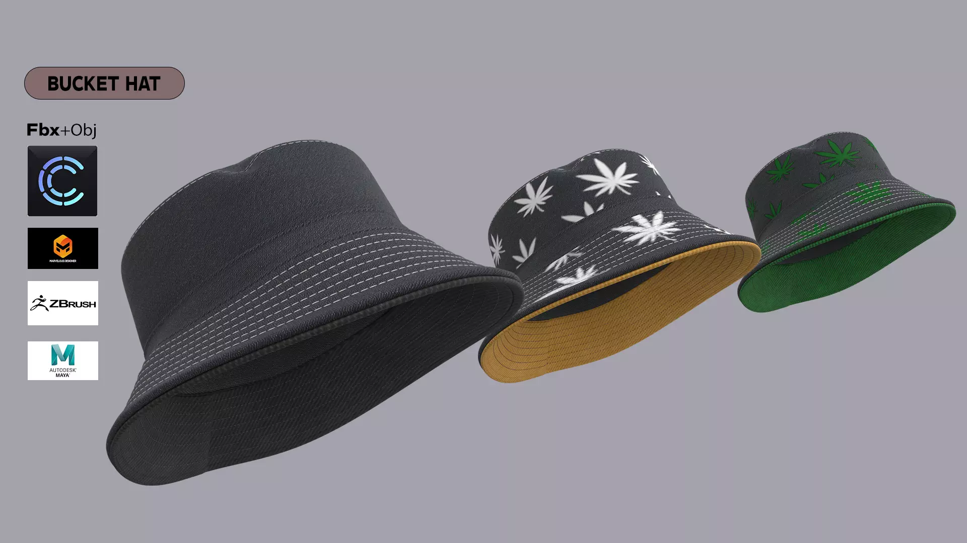 BUCKET-HAT Low-poly 3D model_0