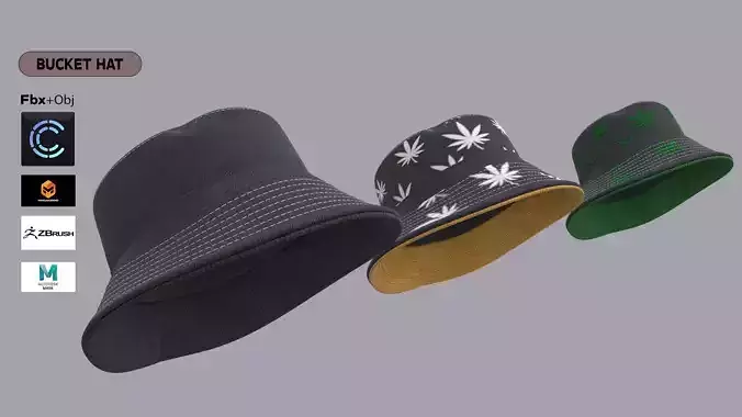 BUCKET-HAT Low-poly 3D model