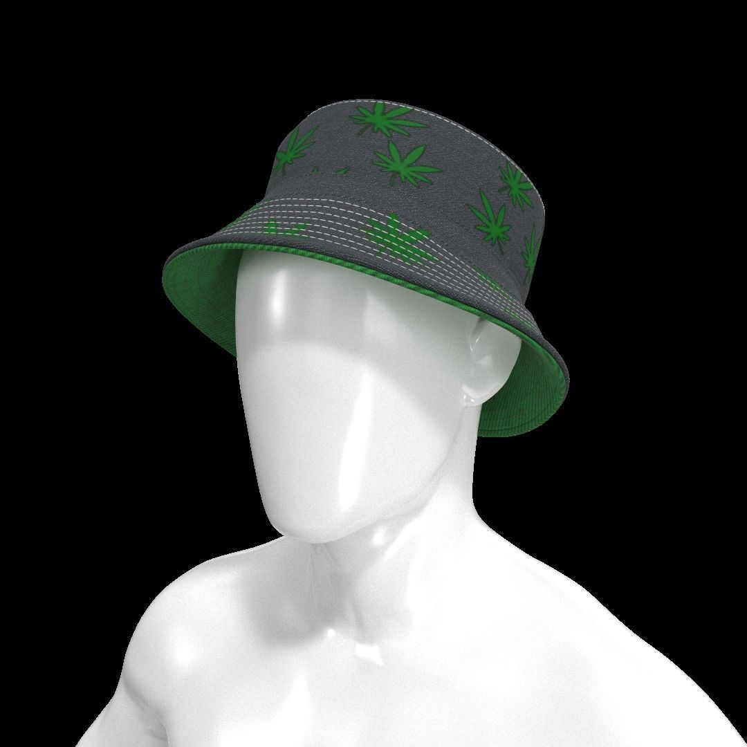BUCKET-HAT Low-poly 3D model_3