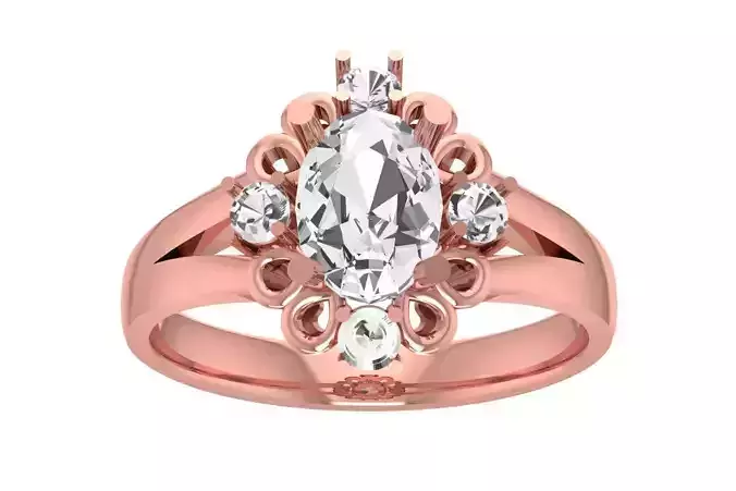 Women Wedding Engagement Halo Oval Ring