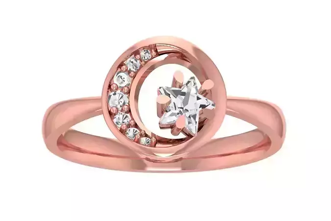 Women Wedding Engagement Halo Star Moon Ring