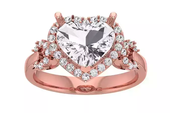 Women Wedding Engagement Heart Stone Halo Ring