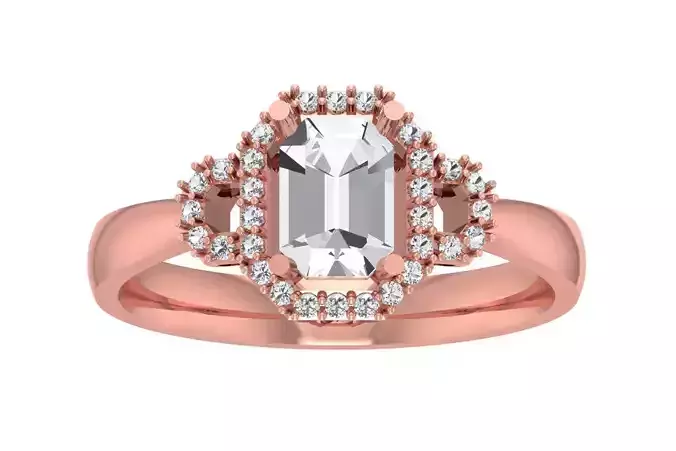 Women Wedding Engagement Emerald Halo Ring