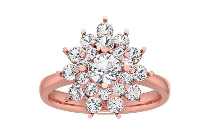 Women Wedding Engagement Double Halo Ring 3D print model