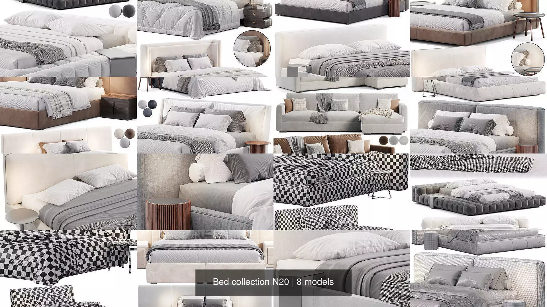 Bed collection N20 3D Model Pack