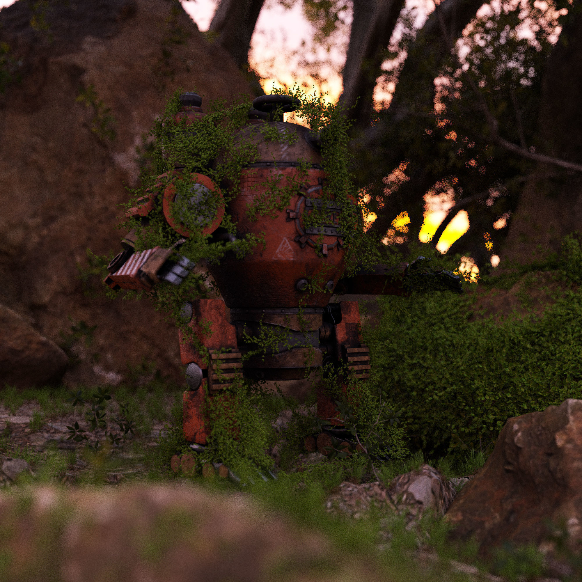 Small Robot Low-poly 3D model_3