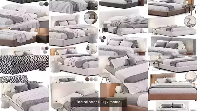 Bed collection N21 3D Model Pack 3