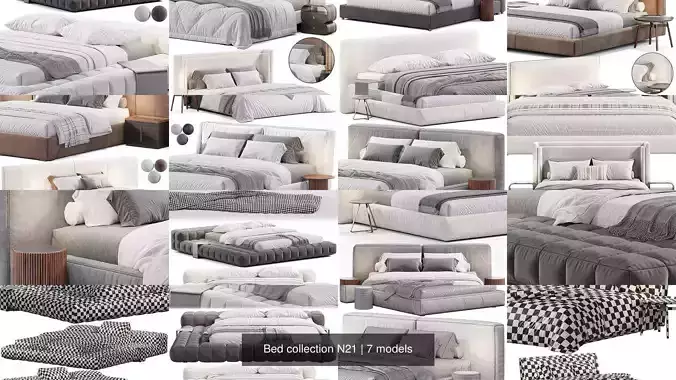 Bed collection N21 3D Model Pack 2