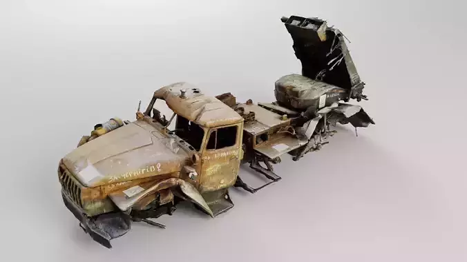 Destroyed BM-21 Grad or hailstorm multiple rocket launcher 3D model