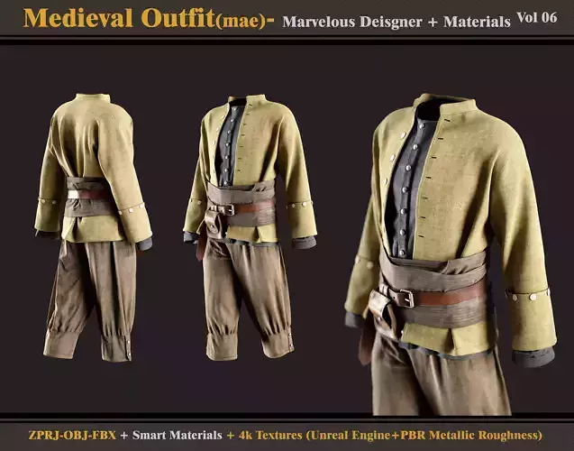Medieval Outfit-MALE- Marvelous Designer-Smart Material-
