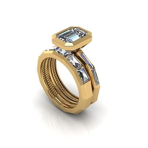 Emerald Engagement Ring Version 1 3D print model