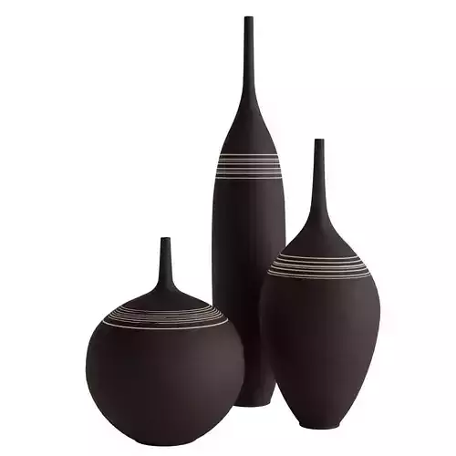 Set 3 ceramic stoneware bottle vases