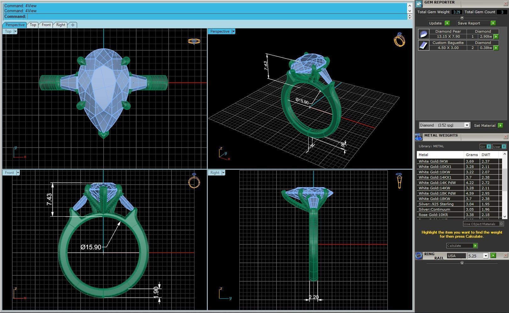 Pear Wedding Ring Version3 3D print model_2