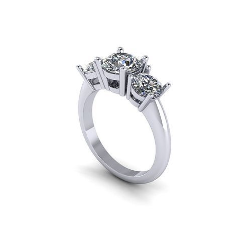 Love Three Stone Wedding Ring 3D print model