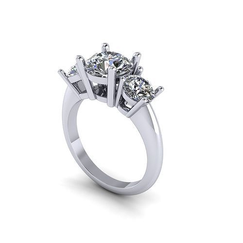 Three Stone Engagement Ring V02 3D print model