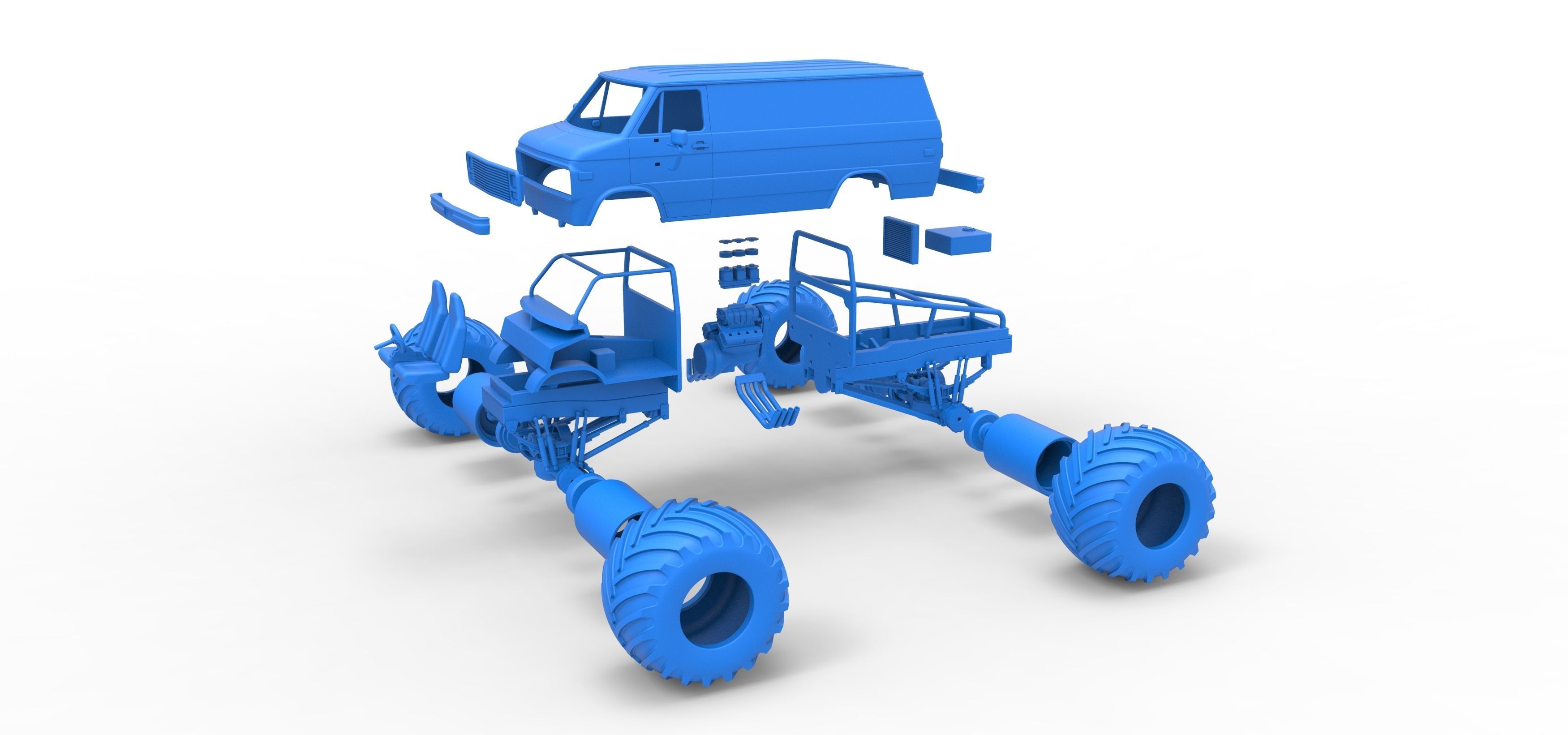 Monster Truck Van Scale 1 to 25 3D print model_35