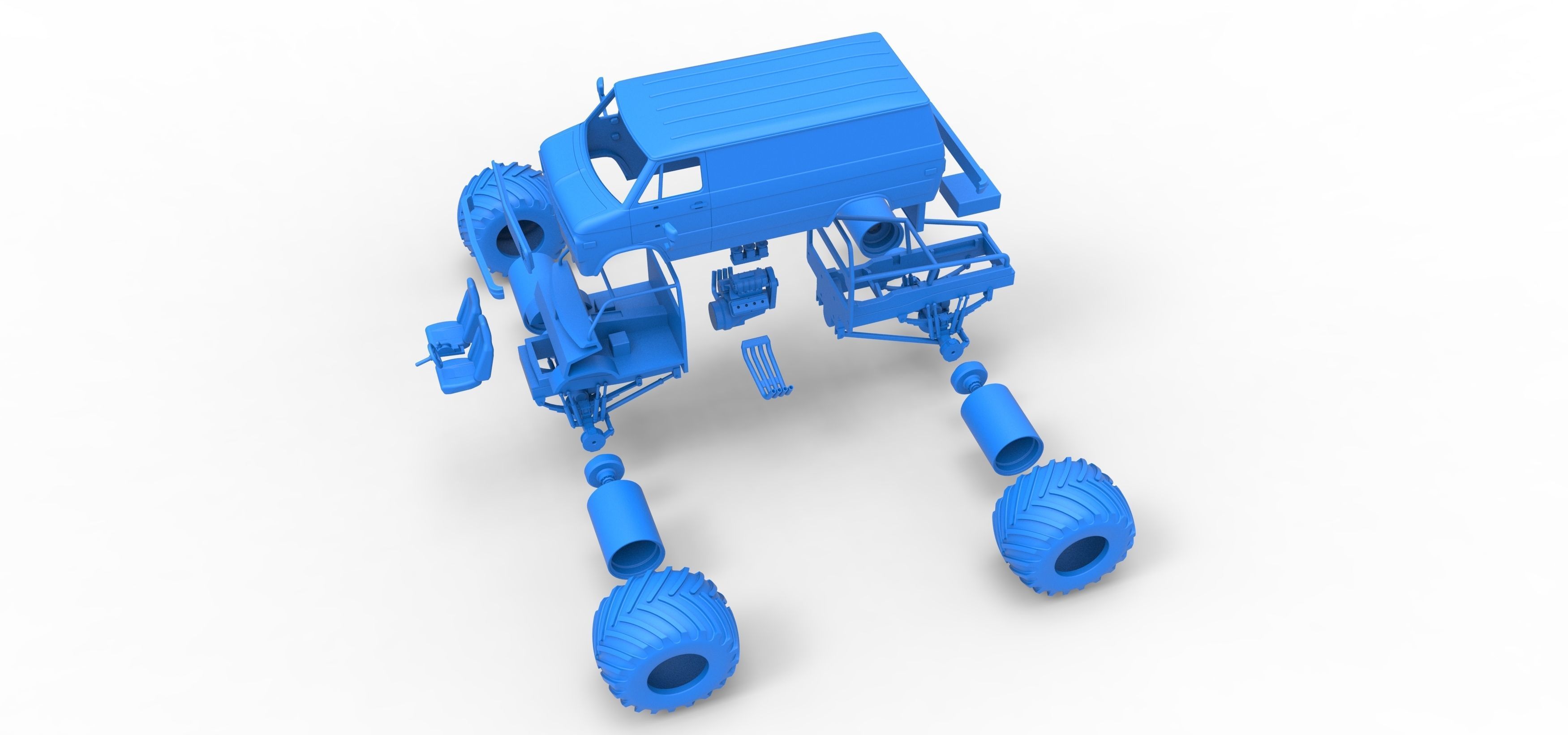 Monster Truck Van Scale 1 to 25 3D print model_36