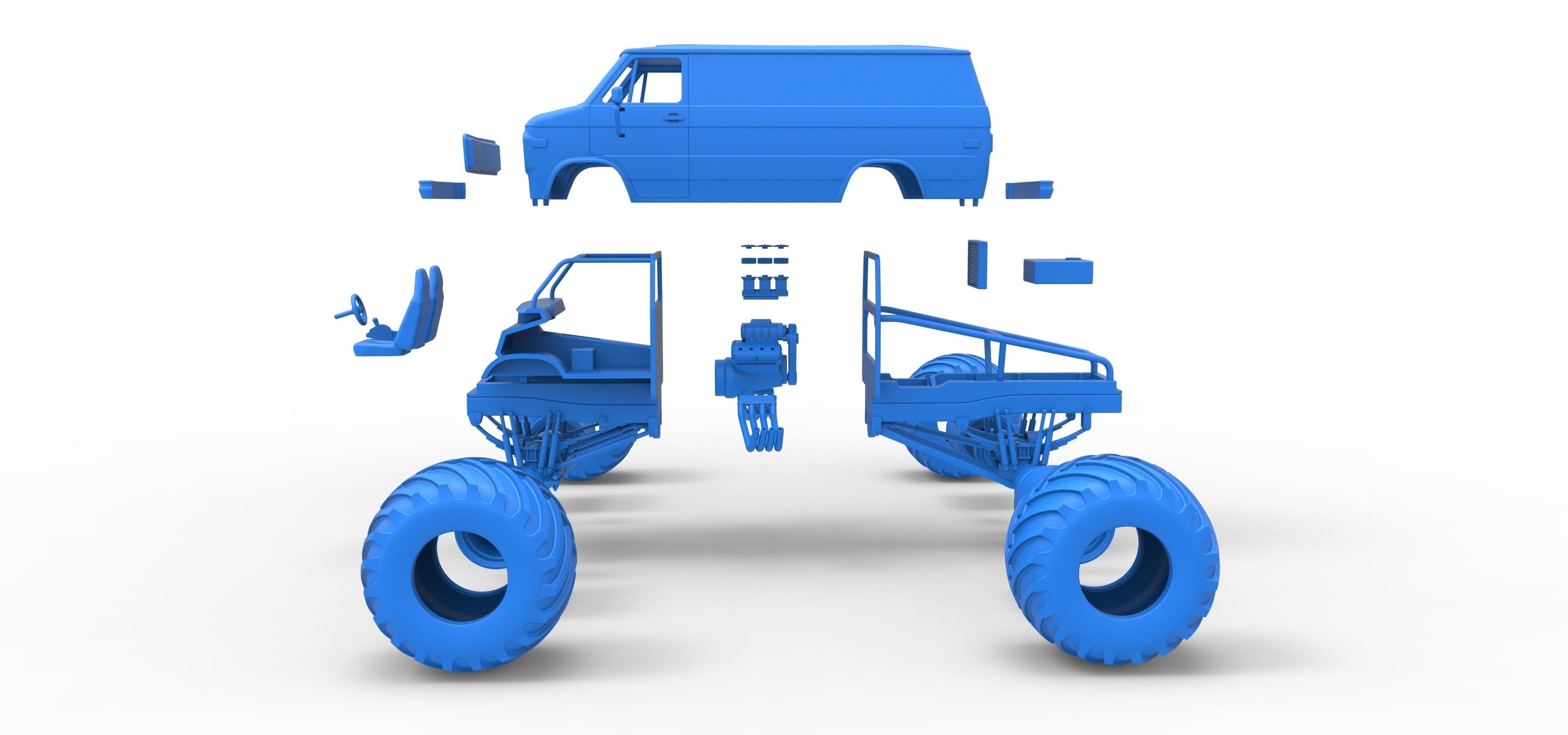 Monster Truck Van Scale 1 to 25 3D print model_39