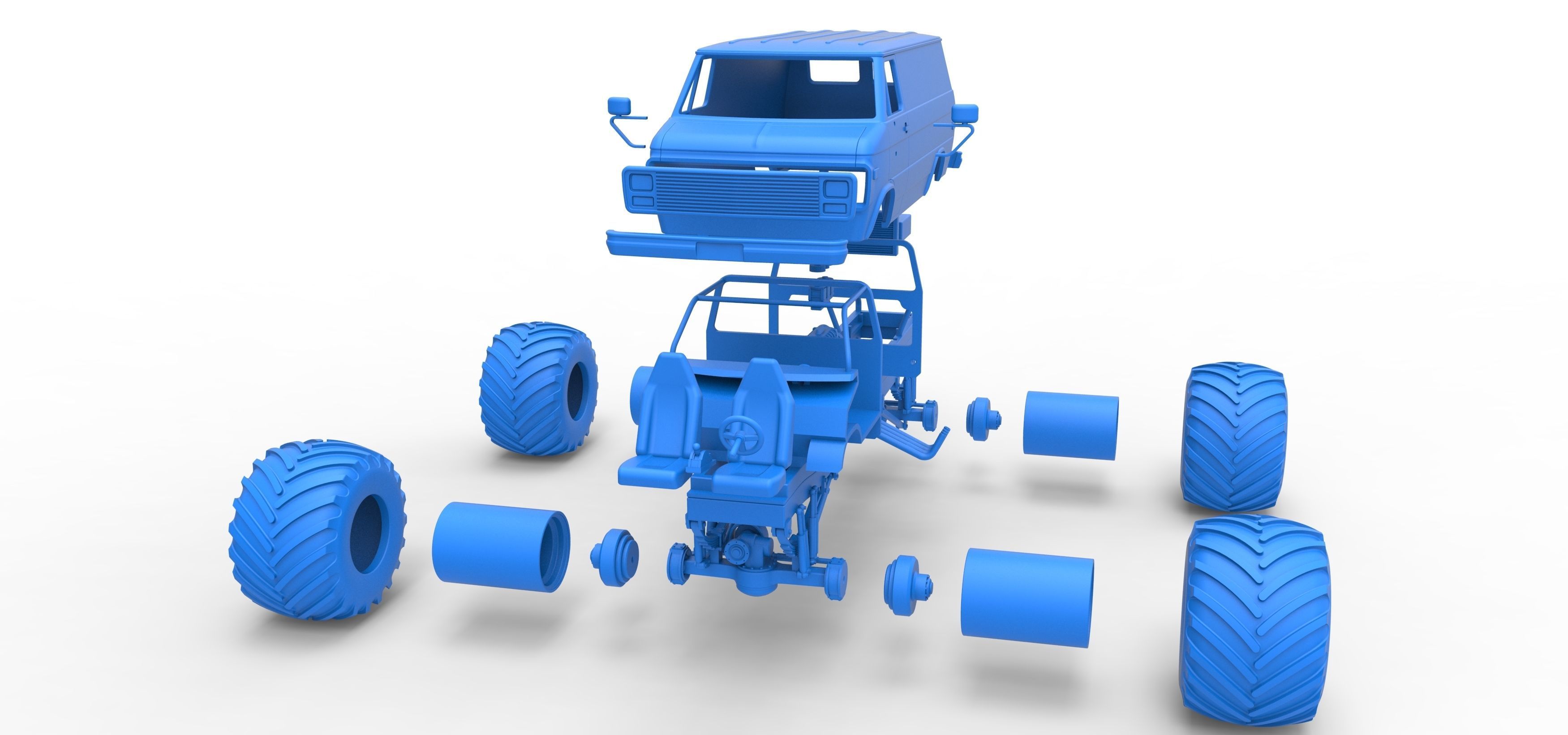 Monster Truck Van Scale 1 to 25 3D print model_38