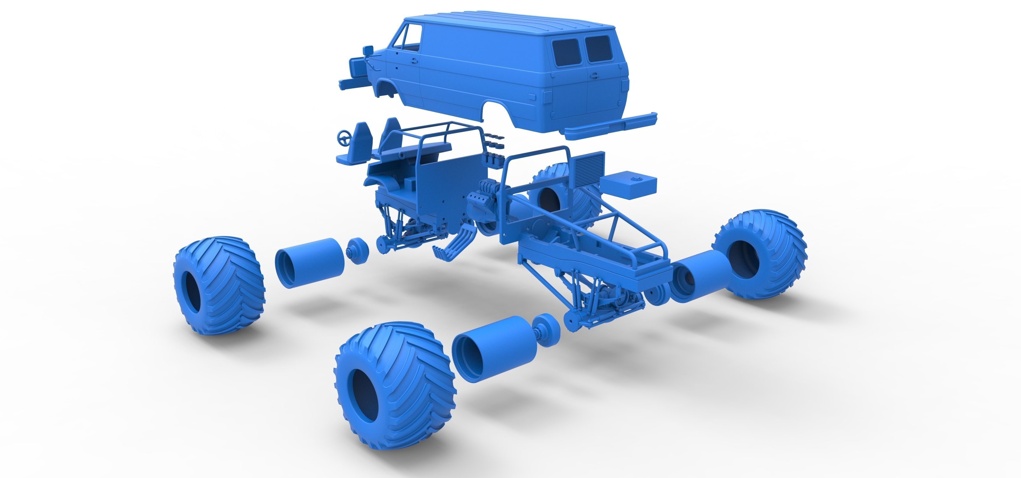 Monster Truck Van Scale 1 to 25 3D print model_41