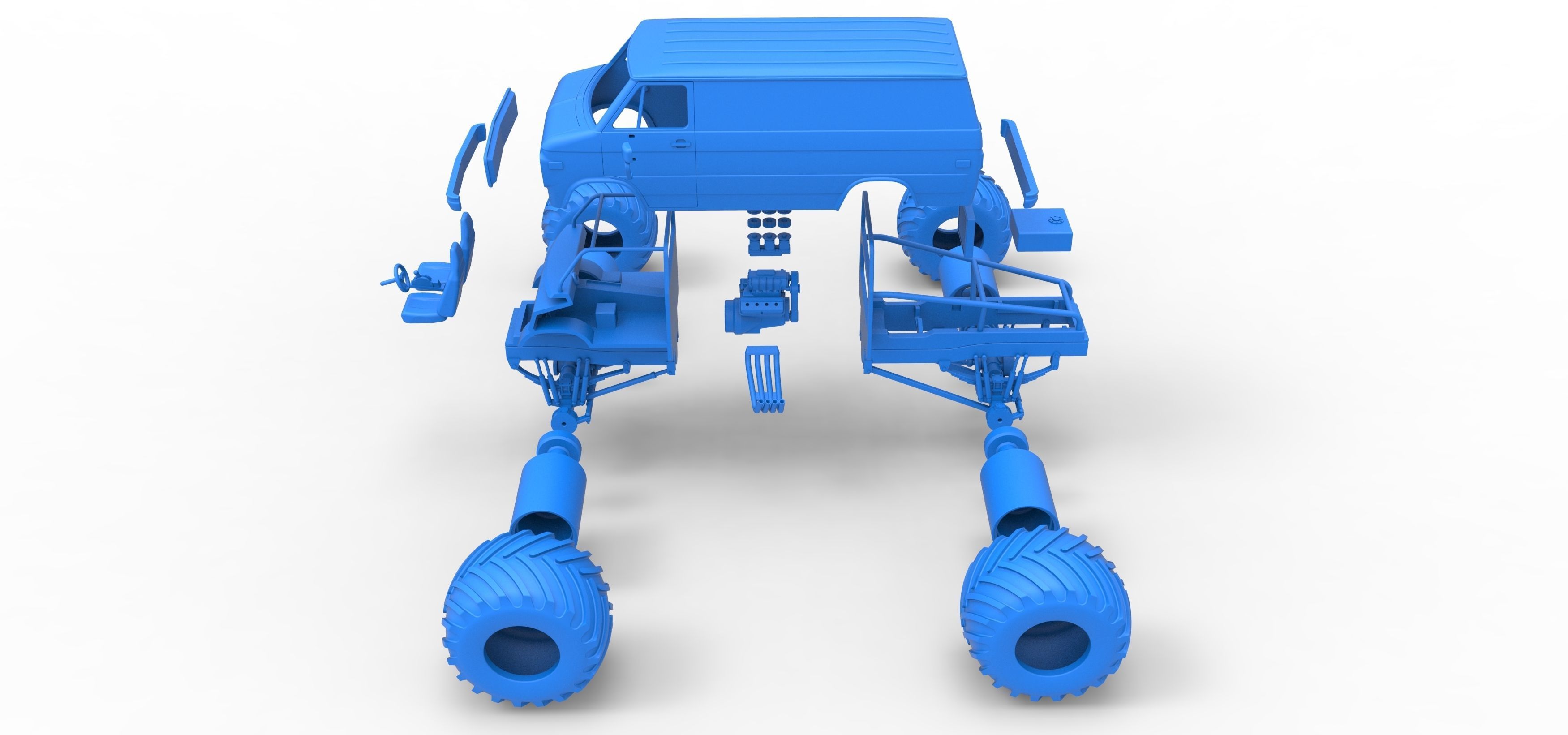 Monster Truck Van Scale 1 to 25 3D print model_40