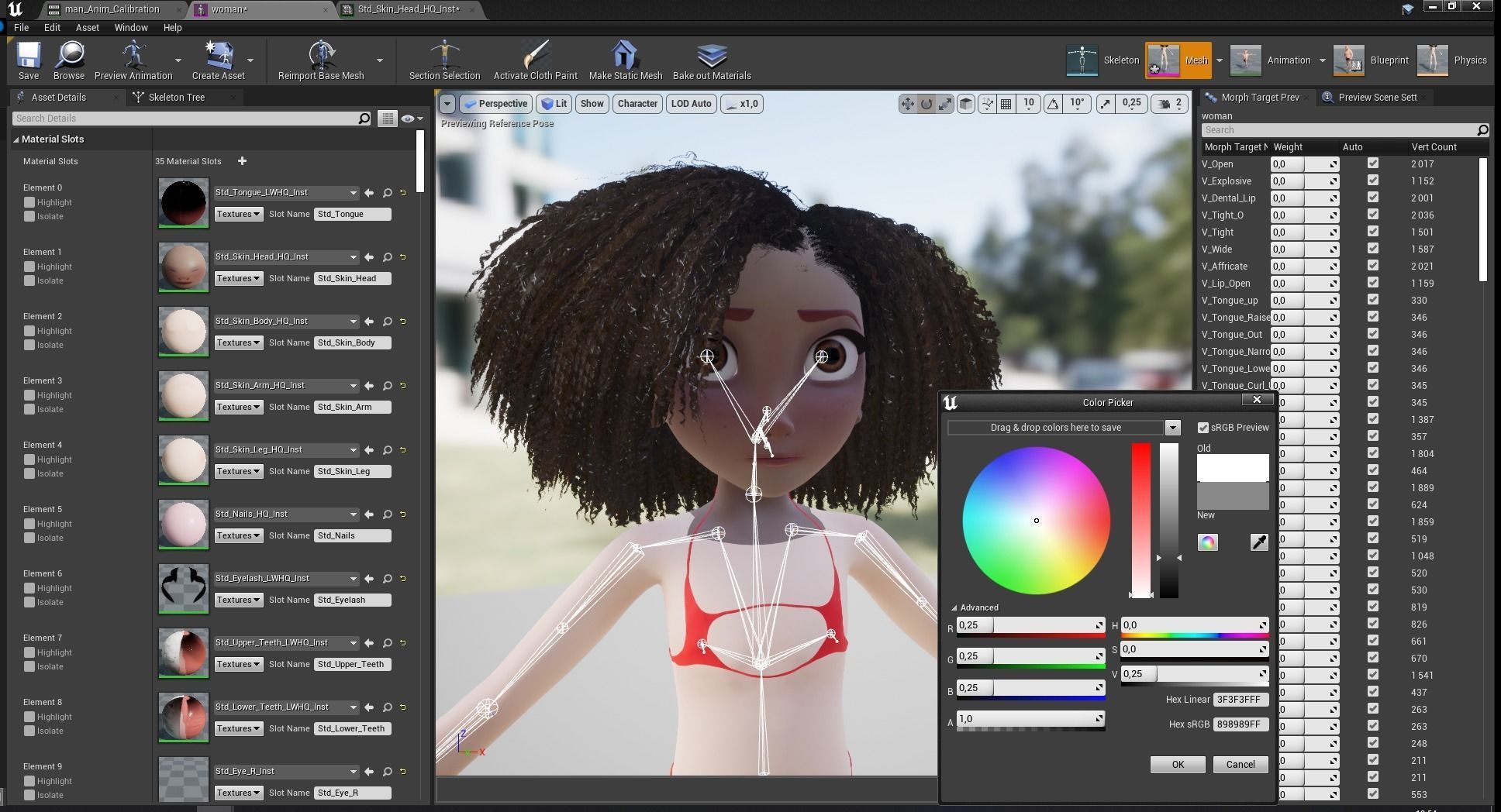 Stylized  Girl curly hair Female Low-poly 3D model_27