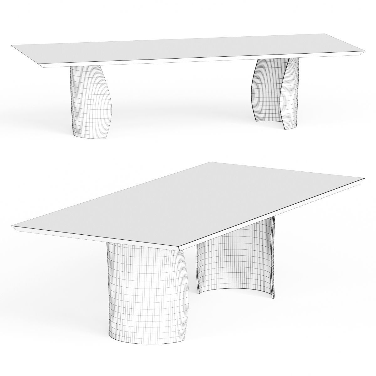 Reflex Petalo 72 Rectangular Dining Table 3D model_1