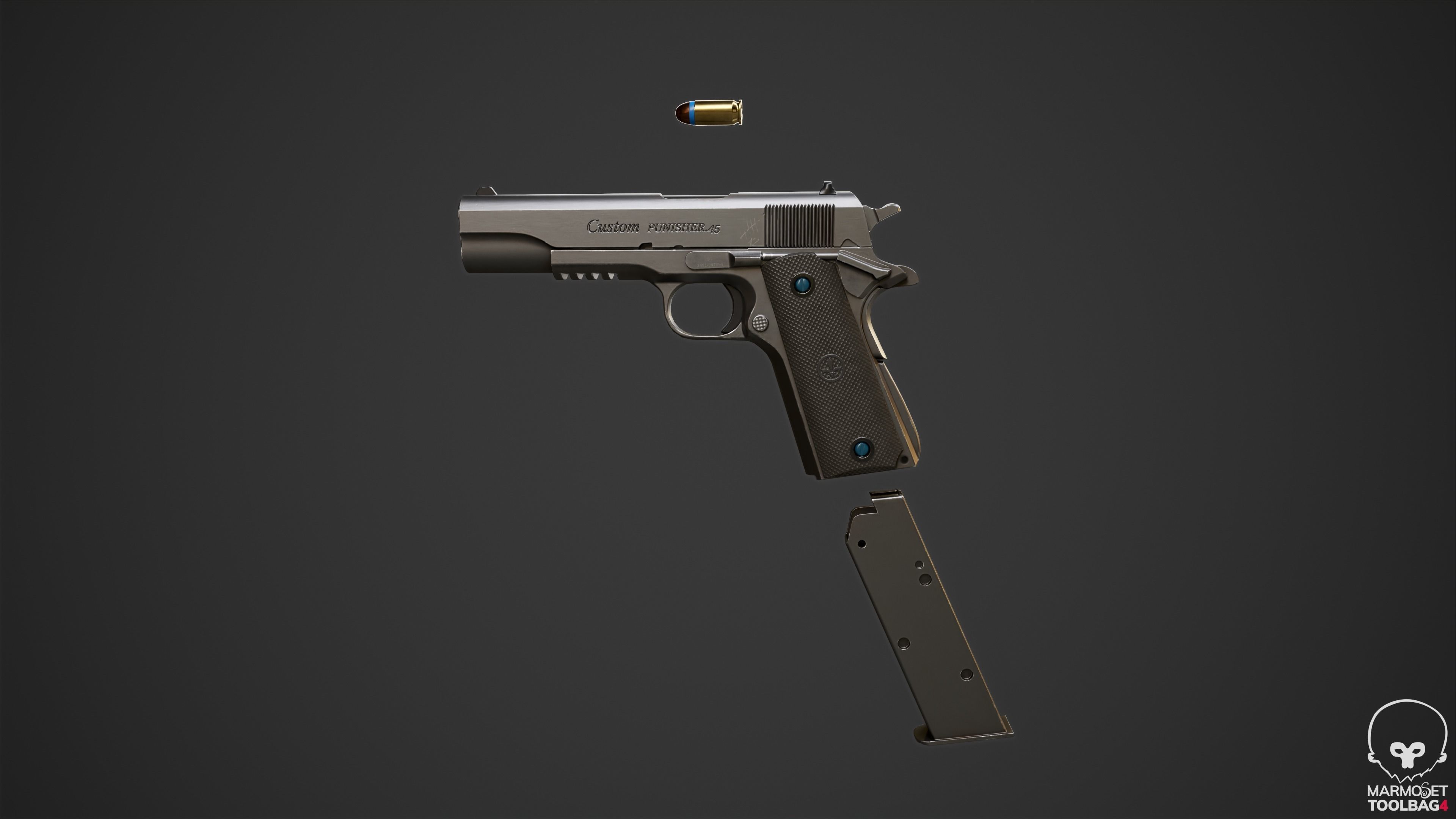 1911 gun Low-poly 3D model_5