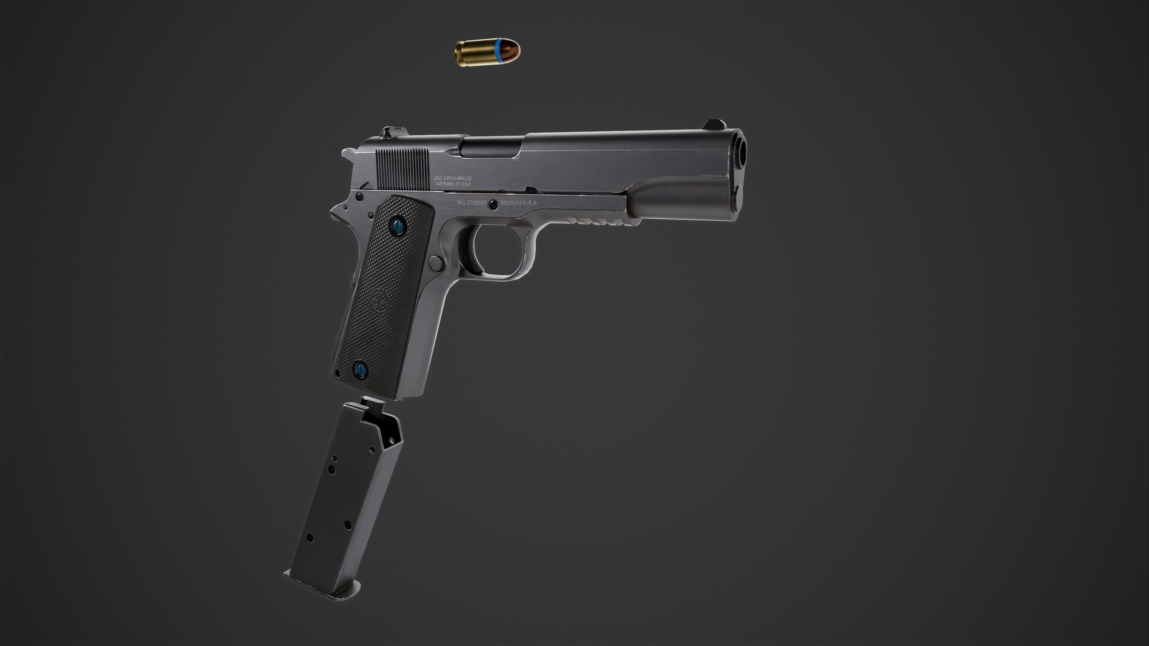 1911 gun Low-poly 3D model_2