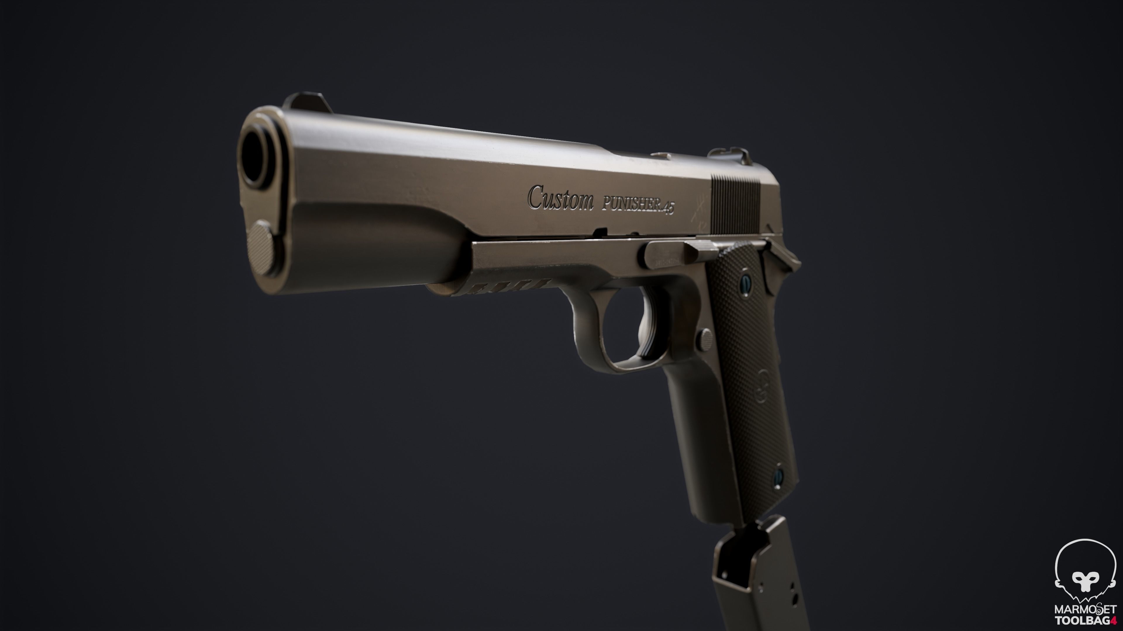 1911 gun Low-poly 3D model_4