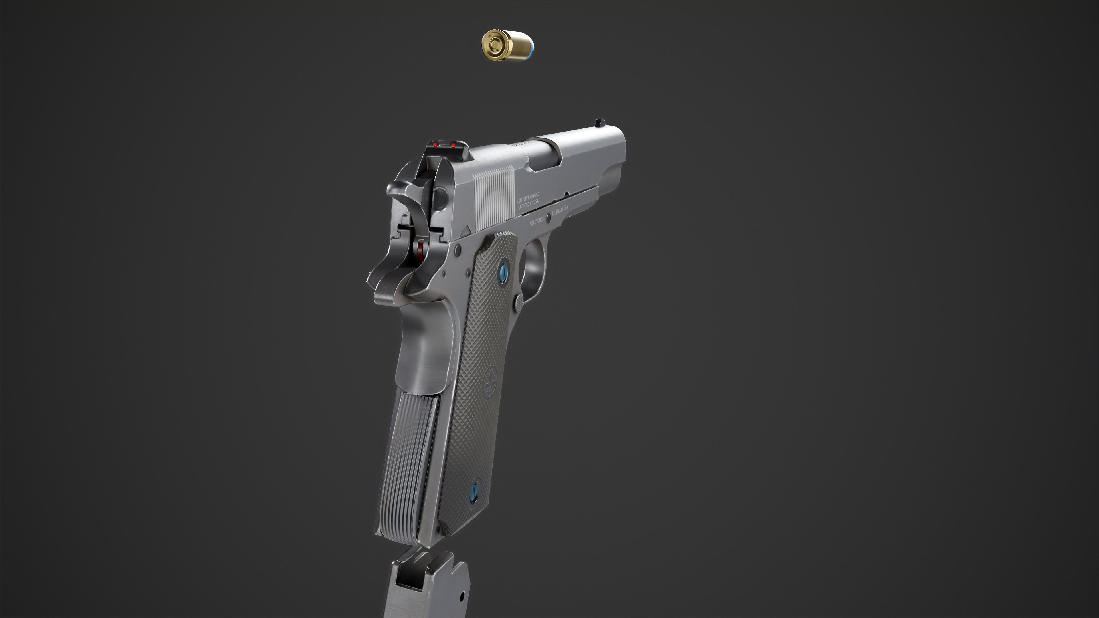 1911 gun Low-poly 3D model_3