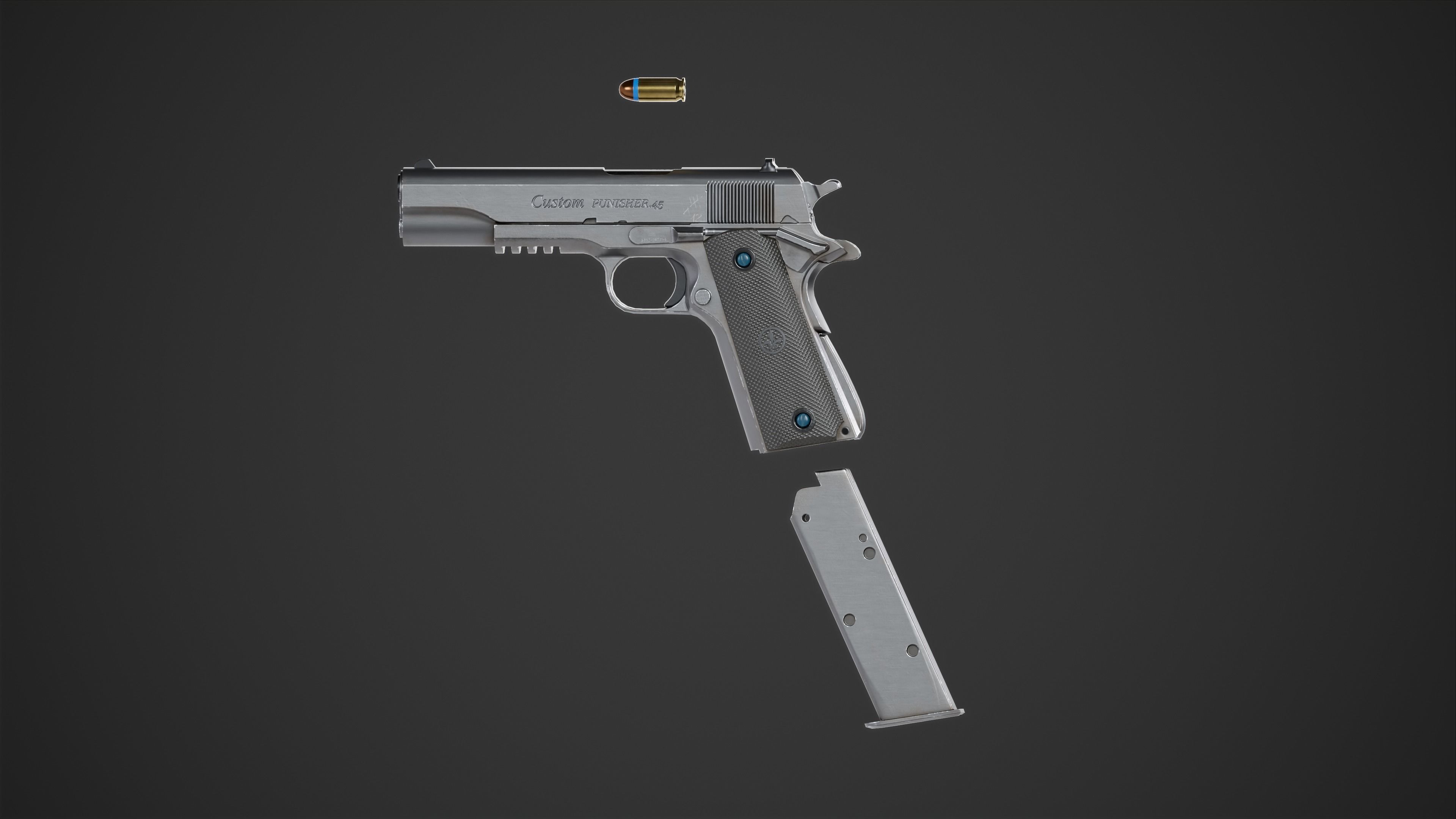 1911 gun Low-poly 3D model_1