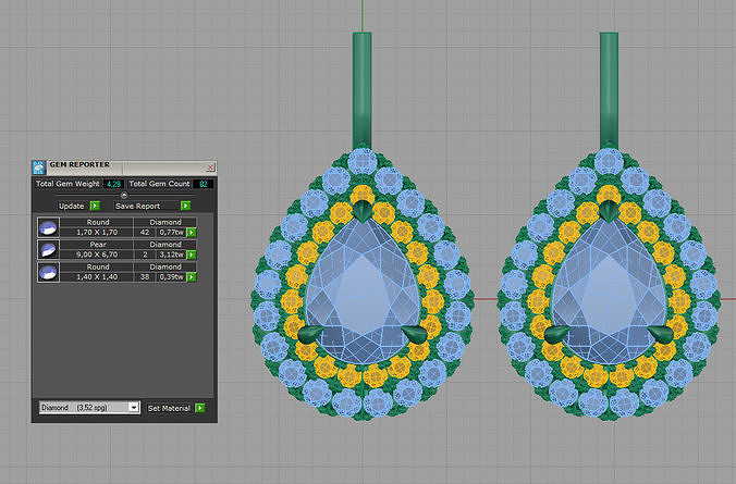 Gemstone earrings 3D print model