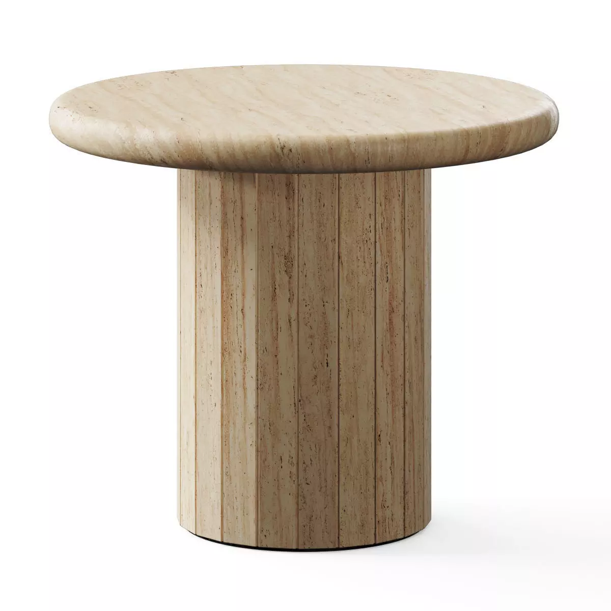 CB2 Fuoli Round Travertine Side Coffee Table 3D model_0