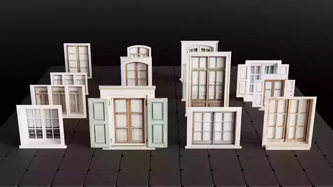 Blender 3D Windows Set - Lowpoly Set  Low-poly 3D model