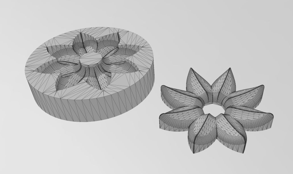 Mold open lotus leaves rosette onlay relief 3D print model_11