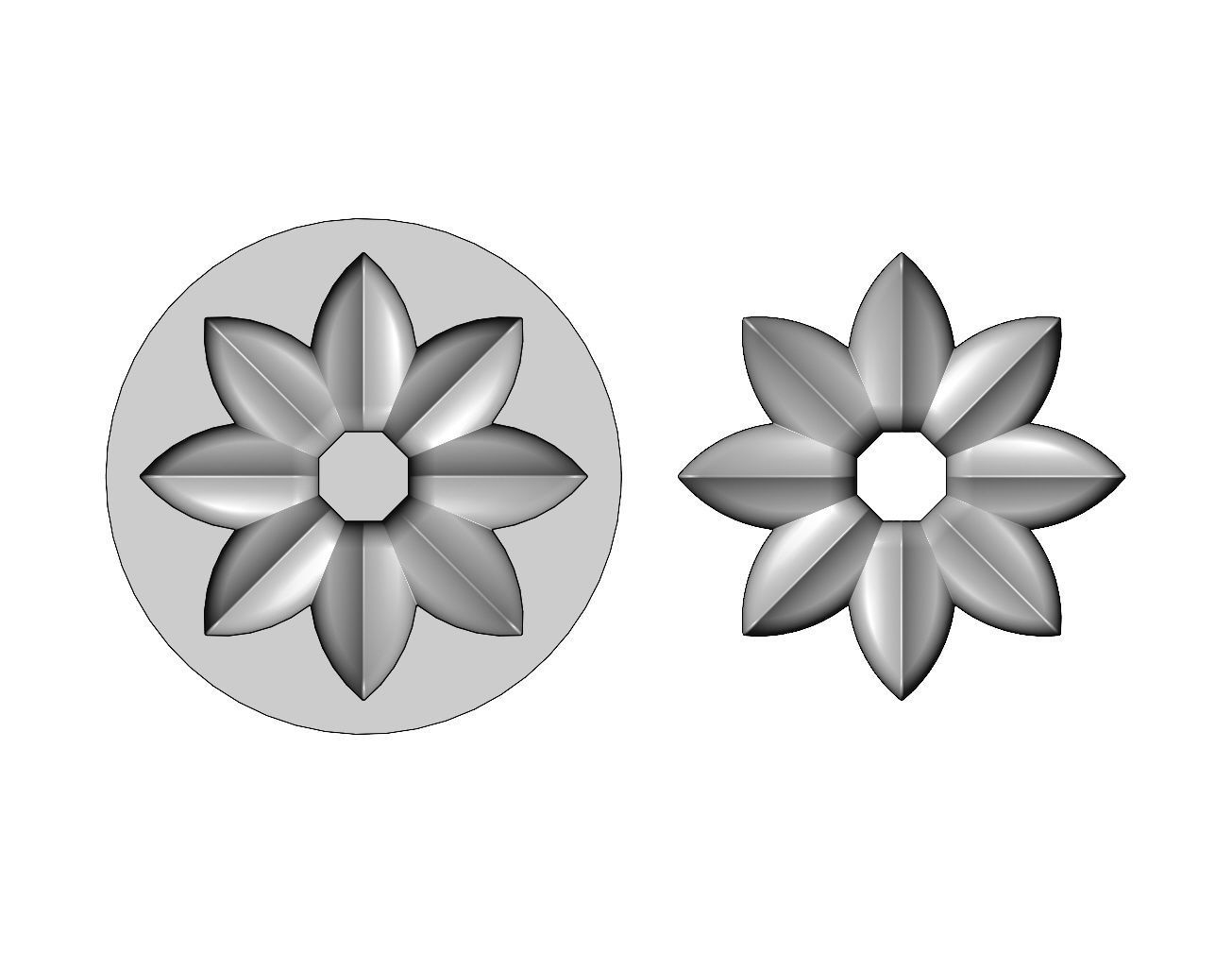 Mold open lotus leaves rosette onlay relief 3D print model_1