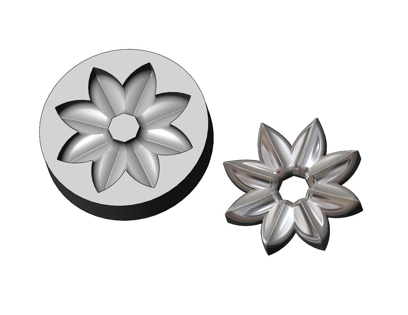 Mold open lotus leaves rosette onlay relief 3D print model_8