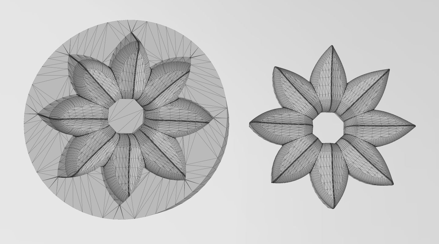Mold open lotus leaves rosette onlay relief 3D print model_12