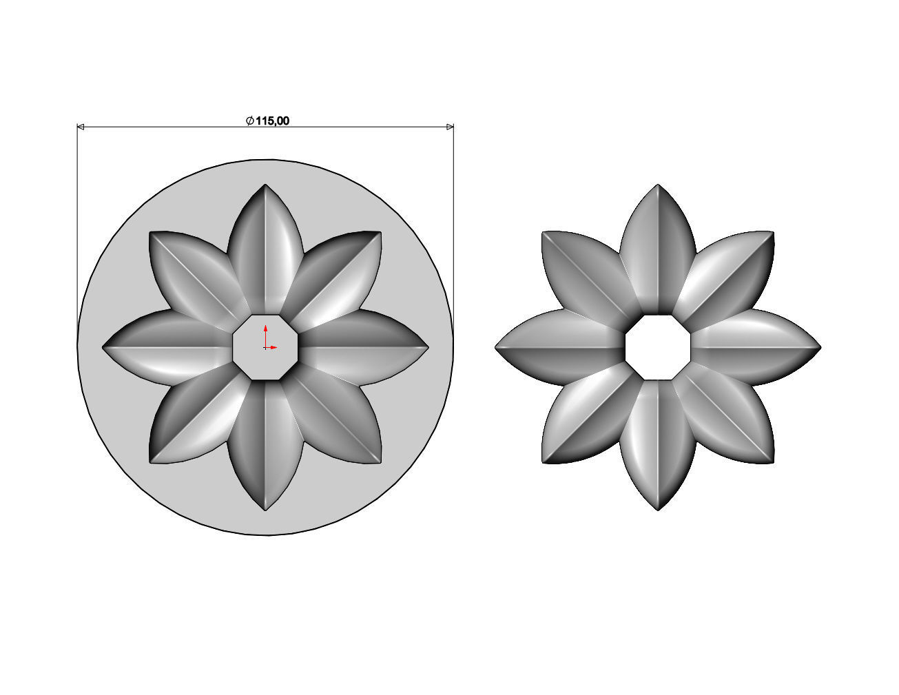 Mold open lotus leaves rosette onlay relief 3D print model_4