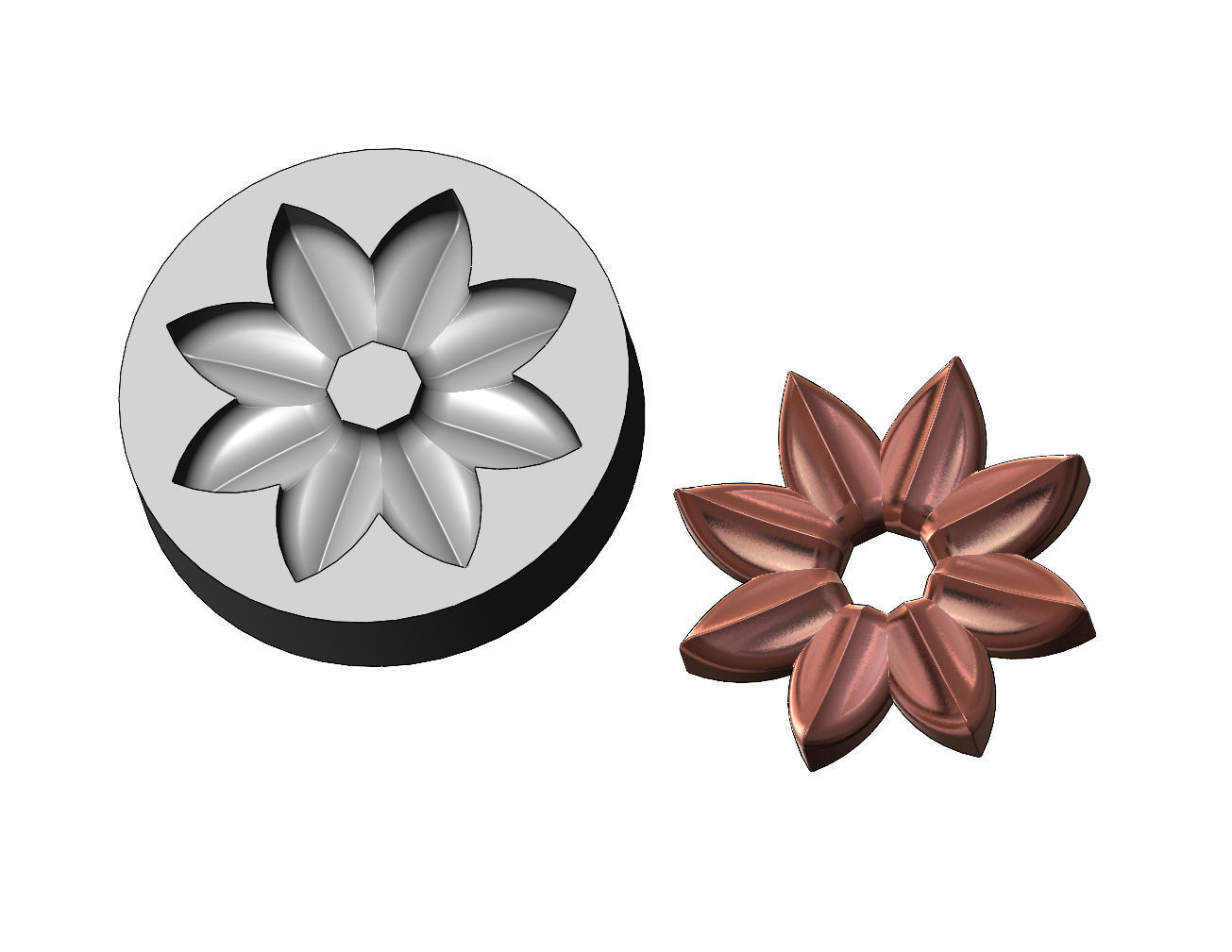 Mold open lotus leaves rosette onlay relief 3D print model_10