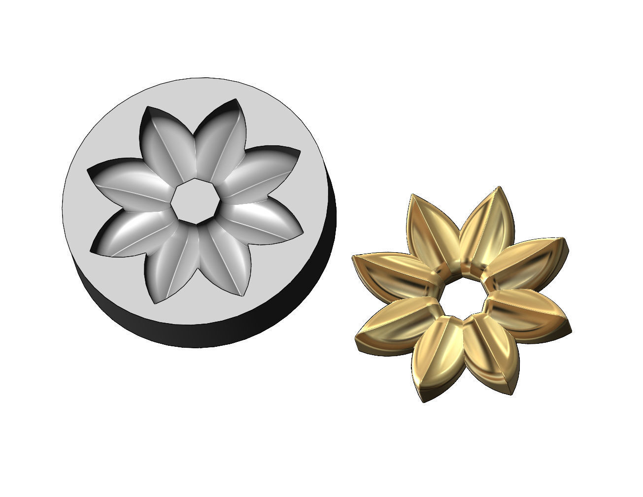 Mold open lotus leaves rosette onlay relief 3D print model_9