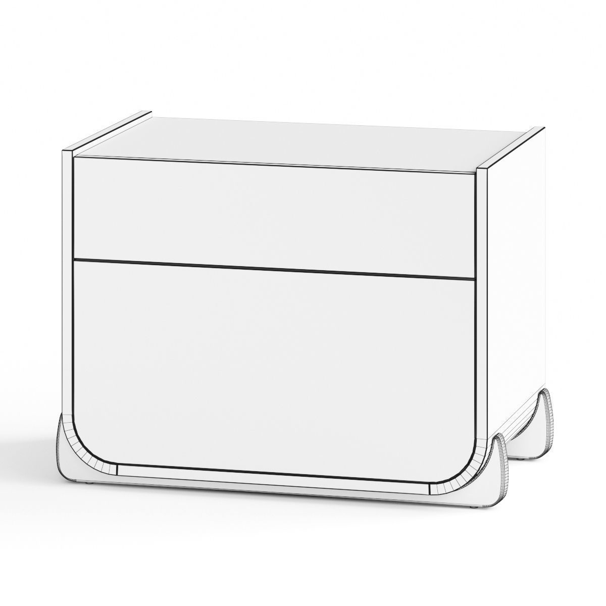 CB2 Stivale 2 Drawer Oak Nightstand Bedside Table 3D model_1