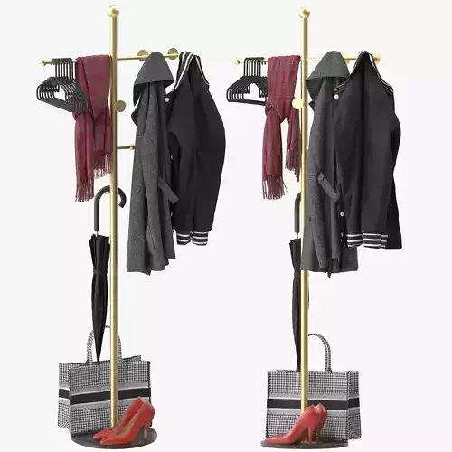 Metal Coat Rack Free Standing 3D model